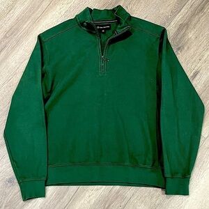 Men’s Medium Allen Edmonds Shoe Green Quarter Zip Lux Cotton Pullover Sweater